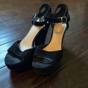 Black velvet high heels